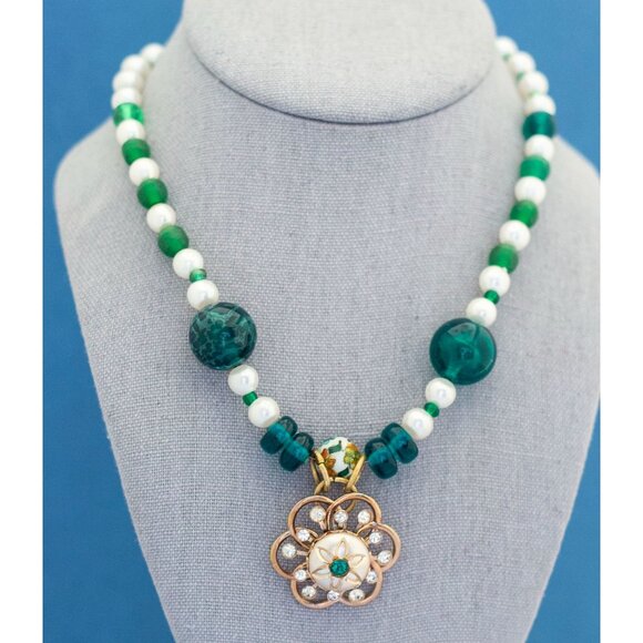 Art Nouveau Flower of Perfection Necklace | 17 inch | Germany | J17 - Picture 3 of 4